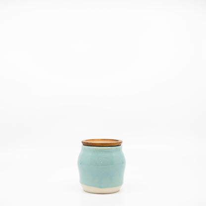 Wooden Lidded Aquamarine Jar