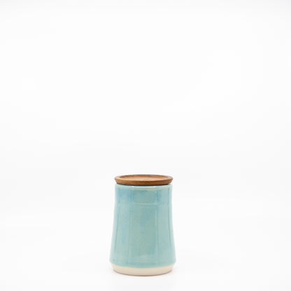 Wooden Lidded Aquamarine Jar